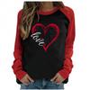 Women Valentine's Day Tops Blouse Gnome Heart Print Pullover Casual T-Shirt Long Sleeve Shirts Patchwork Sweatshirt Top view 1
