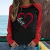 Women Valentine's Day Tops Blouse Gnome Heart Print Pullover Casual T-Shirt Long Sleeve Shirts Patchwork Sweatshirt Top view 2