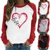 Women Valentine's Day Tops Blouse Gnome Heart Print Pullover Casual T-Shirt Long Sleeve Shirts Patchwork Sweatshirt Top view 3