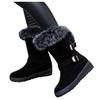 Bcshiye Women Warm Short Boots Suede Fur Furry Lined Winter Chunky Flat Heel Round Toe Winter Snow Ankle Booties