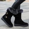 Bcshiye Women Warm Short Boots Suede Fur Furry Lined Winter Chunky Flat Heel Round Toe Winter Snow Ankle Booties view 2