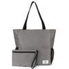 ETidy Large Capacity Foldable Tote Bag With Zipper Water-resistant Sandproof Women Beach Bag Handbag Gym Bag Travel Shopping Bag Concrete Grey