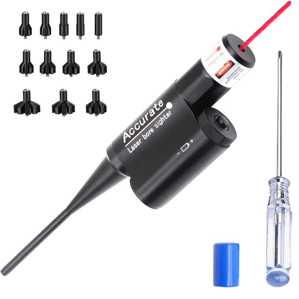 MOSANDON Red/Green Dot Laser Bore Sight Kit for .177 to .68 Caliber Pistols Rifles Scopes, Multiple Caliber Adapters Laser Boresighter for Hunting or Shooting (Red)