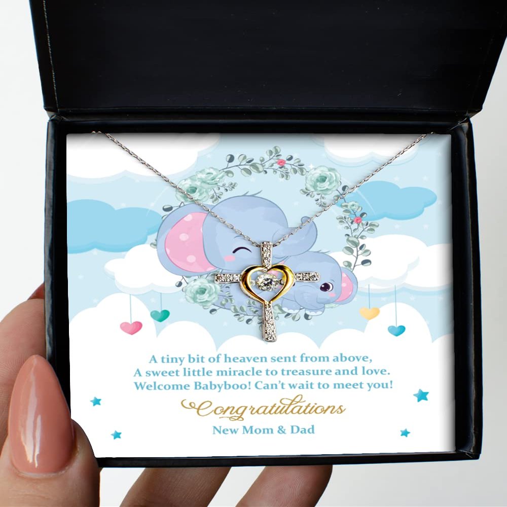 Baby Boy Shower, Promoted to Mom, from Unborn Baby, Baby Shower, Cross Necklace