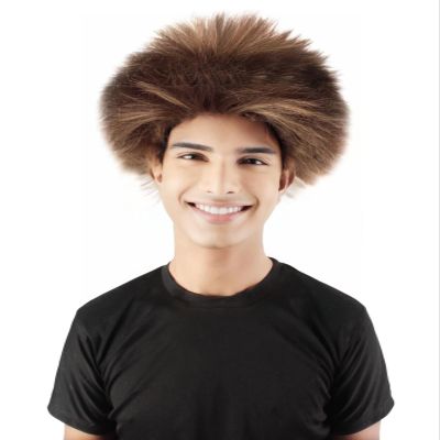 Adult Men's Spooky Halloween Fuzzy Spiky Werewolf Wig, Light Brown Color, Synthetic Soft Fiber Hair