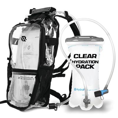 RAVERUNNER Clear Hydration Pack | Festival Approved Hydration Backpack with 2L Bladder & Quick Disconnect Hose | Transparent Camelbak Water Backpack, Clear Hydration Backpack, ClearCamelbak