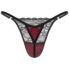Fldy Men's Floral Lace Underwear Shiny Satin Sissy Pouch Crossdress G-String Thong Panties Lingerie Burgundy XX-Large view 2
