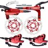 JFOYH 4-Piston MTB Hydraulic Brake Set with 160mm Floating Disc Rotors, Front and Rear Hydraulic Disc Brake Kit for MTB(Pre-Bled, Left-Front/Right-Rear)-Red view 1