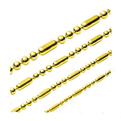 18K Gold Plated Stainless Steel Ball And Oval Bead Chain Bracelet Necklace 1-3mm (22, 2.5mm, Gold)