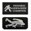 2 Pcs Reigning Hide and Seek Champion Big Man Funny Hook and Loop Fully Embroidered Tactical Patrol Patches for Bag Caps Backpack Uniform Vest Harness view 1