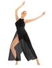 Sywiyi Women's Shiny Sequins Dance Costume Sleeveless Mock Neck Leotard Dress with Mesh Maxi Skirt Black Small view 4