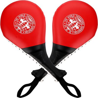 Frcctre 2 Pack Taekwondo Kick Pads, Durable Striking Kick Pads, Kicking Target Pads Punching Paddles for Tae Kwon Do Karate Kickboxing Martial Arts Training, 15 x 7.5, Red