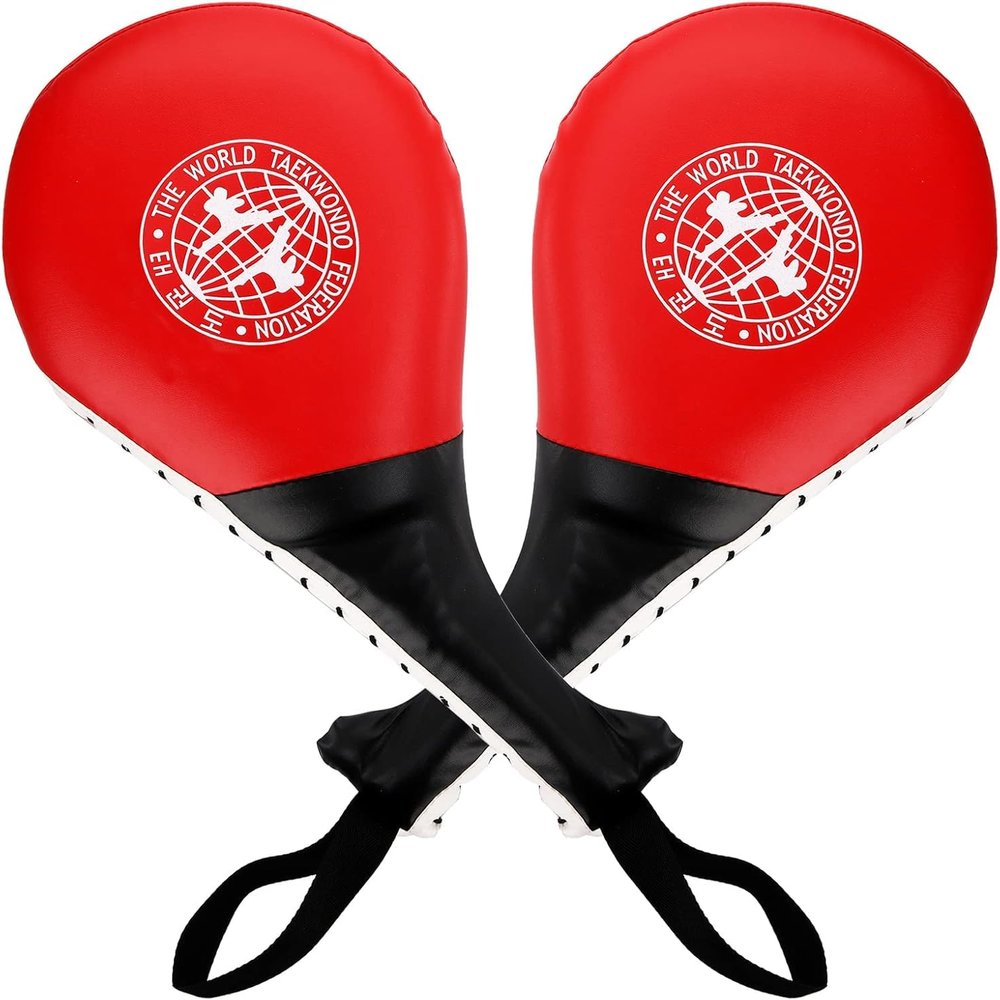 Frcctre 2 Pack Taekwondo Kick Pads, Durable Striking Kick Pads, Kicking Target Pads Punching Paddles for Tae Kwon Do Karate Kickboxing Martial Arts Training, 15 x 7.5, Red