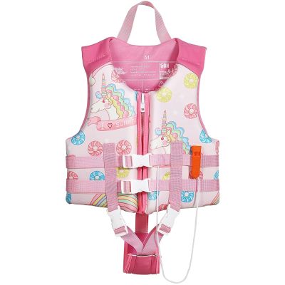 HeySplash Toddler Swim Vest, Kids Floaties Swimming Jacket, Jumper Swimsuit with Adjustable Strap, Float Puddle Vest, Buoyancy Swimwear for Girls and Boys Aged 6-9 Years / 50-80lbs, Pink
