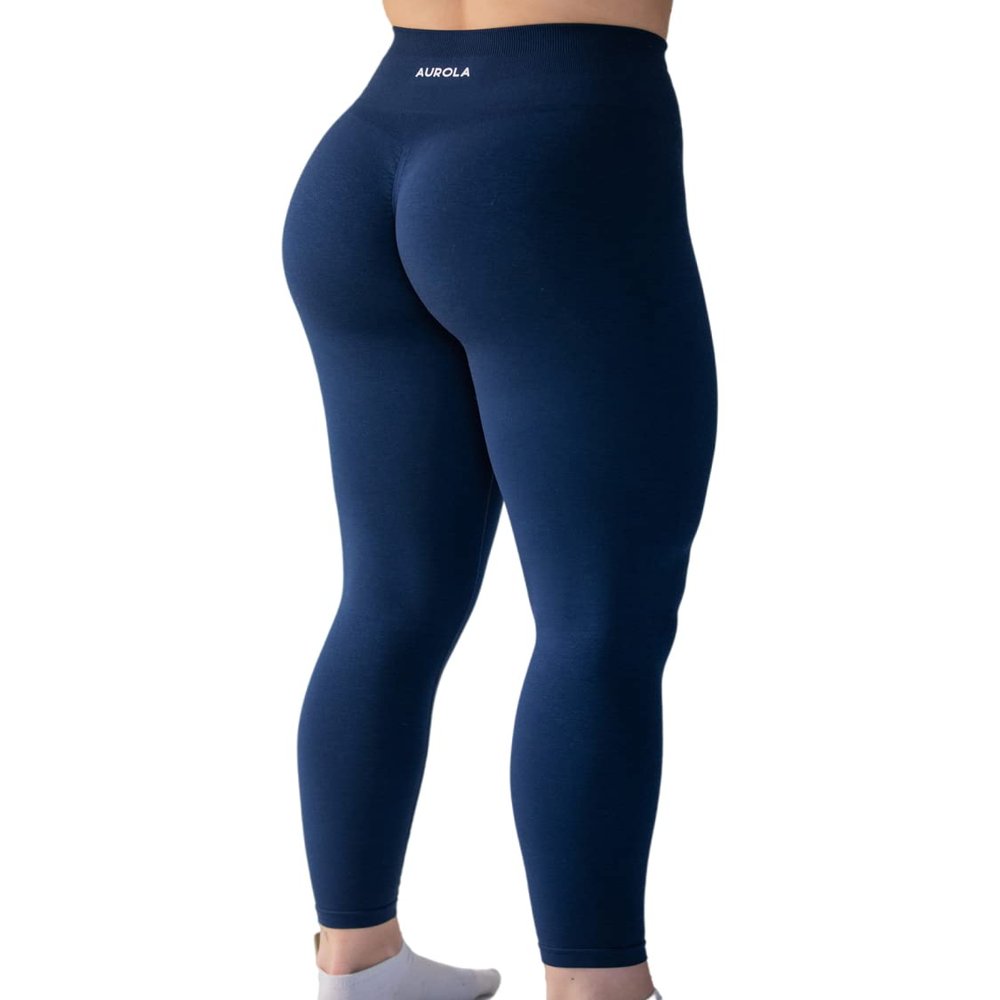 AUROLA Seamless Scrunch Legging Women Yoga Pants 7/8 Tummy Control Workout Running for Workout Fitness Sport Active Ankle Legging-25'' (M, Tuxedo Blue)