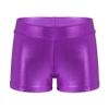 Hansber Kids Girls Gymnastics Shorts Stretchy Spandex Shiny Metallic Tumbling Bottoms Athletic Dance Booty Shorts Purple 3-4 view 1