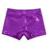Hansber Kids Girls Gymnastics Shorts Stretchy Spandex Shiny Metallic Tumbling Bottoms Athletic Dance Booty Shorts Purple 3-4 view 3