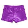 Hansber Kids Girls Gymnastics Shorts Stretchy Spandex Shiny Metallic Tumbling Bottoms Athletic Dance Booty Shorts Purple 3-4 view 4