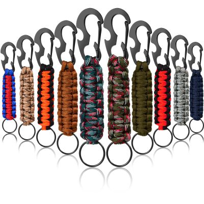 MTLEE 10 Pcs Paracord Survival Keychain Military Lanyard Keychain Tactical Rope Bottle Opener 15 cm/ 5.91inch