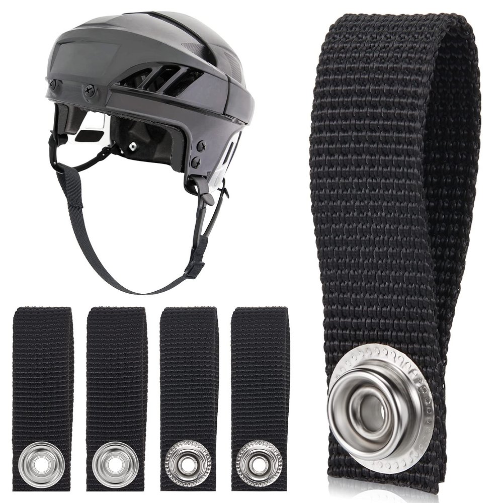 Shappy Hockey Helmet Chin Strap Detachable Helmet Loops Hockey Sports Chin Strap Replacement with Single Snap Accessory, Black(3 Pieces)