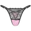 Fldy Men's Floral Lace Underwear Shiny Satin Sissy Pouch Crossdress G-String Thong Panties Lingerie Pink Medium view 1