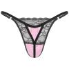 Fldy Men's Floral Lace Underwear Shiny Satin Sissy Pouch Crossdress G-String Thong Panties Lingerie Pink Medium view 2