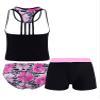HULIJA Kids Girls 3Pcs Swimsuit Floral Print Cami Tank Tops with Bottoms Shorts Swimwear Quick Dry Bathing Suit Pink 10 Years view 4