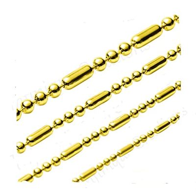 18K Gold Plated Stainless Steel Ball And Oval Bead Chain Bracelet Necklace 1-3mm (18, 1.5mm, Gold)