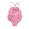 Newborn Baby Girls One-Piece Swimsuit Rainbow Donut Print Swimwear Sleeveless Ruffle Summer Beach Bathing Suit (2#Pink, 18-24 Months) view 1