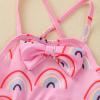Newborn Baby Girls One-Piece Swimsuit Rainbow Donut Print Swimwear Sleeveless Ruffle Summer Beach Bathing Suit (2#Pink, 18-24 Months) view 3