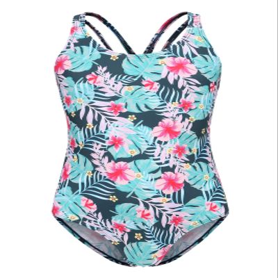 Girls One Piece Swimsuits Hawaiian Floral Bathing Suit for Kids Adjustable Straps Swimwear Floral Pink Size 7/6-7 Years