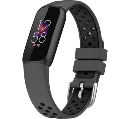 NINKI Carbon Black Silicone Band for Men & Women, Soft, Breathable, Durable Fitbit Luxe Sport Wrist Bands - Large & Small