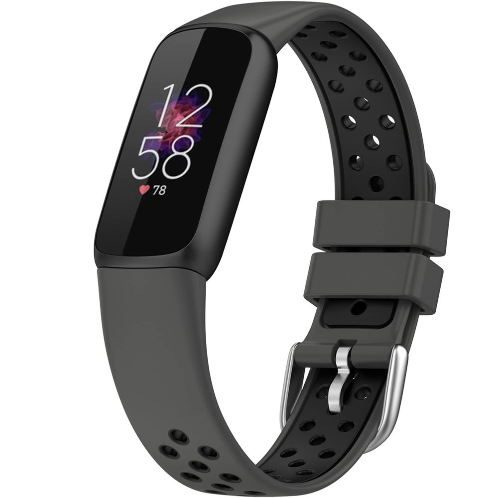 NINKI Carbon Black Silicone Band for Men & Women, Soft, Breathable, Durable Fitbit Luxe Sport Wrist Bands - Large & Small