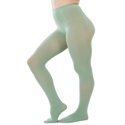 HeyUU Women's 80D Ultra Soft Opaque Tights, High Waist Solid Color Footed Pantyhose 20+ Colors (Light Green, Small-Medium)