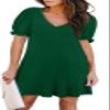 Aloodor Dress for Women Easter Modest V Neck Casual Tshirt Dresses Green XXL view 1
