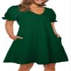 Aloodor Dress for Women Easter Modest V Neck Casual Tshirt Dresses Green XXL view 2
