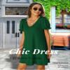 Aloodor Dress for Women Easter Modest V Neck Casual Tshirt Dresses Green XXL view 3
