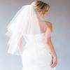 Latious 2 Tier Bride Wedding Veil White Fingertip Double Layer Bridal Tulle Veils with Comb for Brides and Women (White) view 4