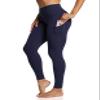 ZUTY Women's 7/8 High Waisted Workout Yoga Leggings with Pockets Athletic Spandex Leggings Yoga Pants Running Tights 25" X Side Line Dark Blue 4XL view 1