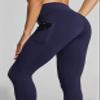 ZUTY Women's 7/8 High Waisted Workout Yoga Leggings with Pockets Athletic Spandex Leggings Yoga Pants Running Tights 25" X Side Line Dark Blue 4XL view 3