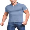 KUYIGO Men's Short Sleeve Polo Shirts Casual Slim Fit Basic Designed Cotton Shirt Large Grey Blue view 3