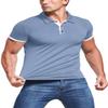 KUYIGO Men's Short Sleeve Polo Shirts Casual Slim Fit Basic Designed Cotton Shirt Large Grey Blue view 4