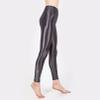 Fldy High Waist Yoga Pants for Women Tummy Control Shiny Oil Sport Leggings Footless Shimmer Fluorescent Color Tights Grey X-Large view 3