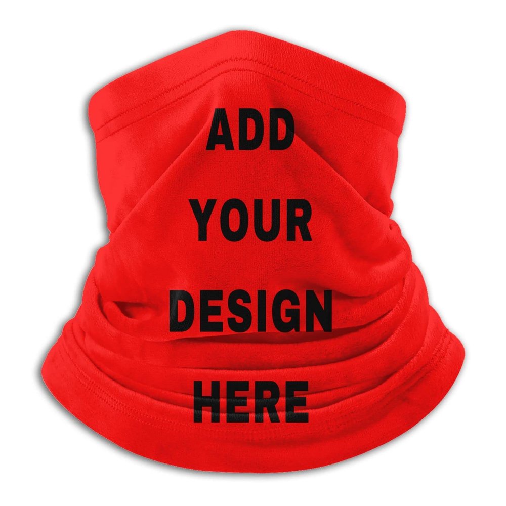 Custom Face Mask Reusable for Men & Women,Personalized Microfiber Neck Warmer Neck Gaiter Face Mask Bandana Balaclava Red, One Size