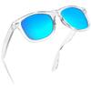 Joopin Trendy Square Sunglasses Sun Glasses Polarized UV Protection Shades for Women Men (Transparent Mirror Blue) view 1