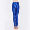 Fldy High Waist Yoga Pants for Women Tummy Control Shiny Oil Sport Leggings Footless Shimmer Fluorescent Color Tights Royal Blue Medium view 4
