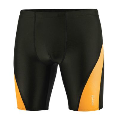 DEVOROPA Boys' Splice Swim Jammers Youth Competitive Swim Team Suit Quick Dry Athletic Swimming Shorts UPF 50+ Black/Orange L