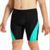 DEVOROPA Boys' Splice Swim Jammers Youth Competitive Swim Team Suit Quick Dry Athletic Swimming Shorts UPF 50+ Black/Green L view 2
