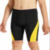 DEVOROPA Boys' Splice Swim Jammers Youth Competitive Swim Team Suit Quick Dry Athletic Swimming Shorts UPF 50+ Black/Yellow XS view 2