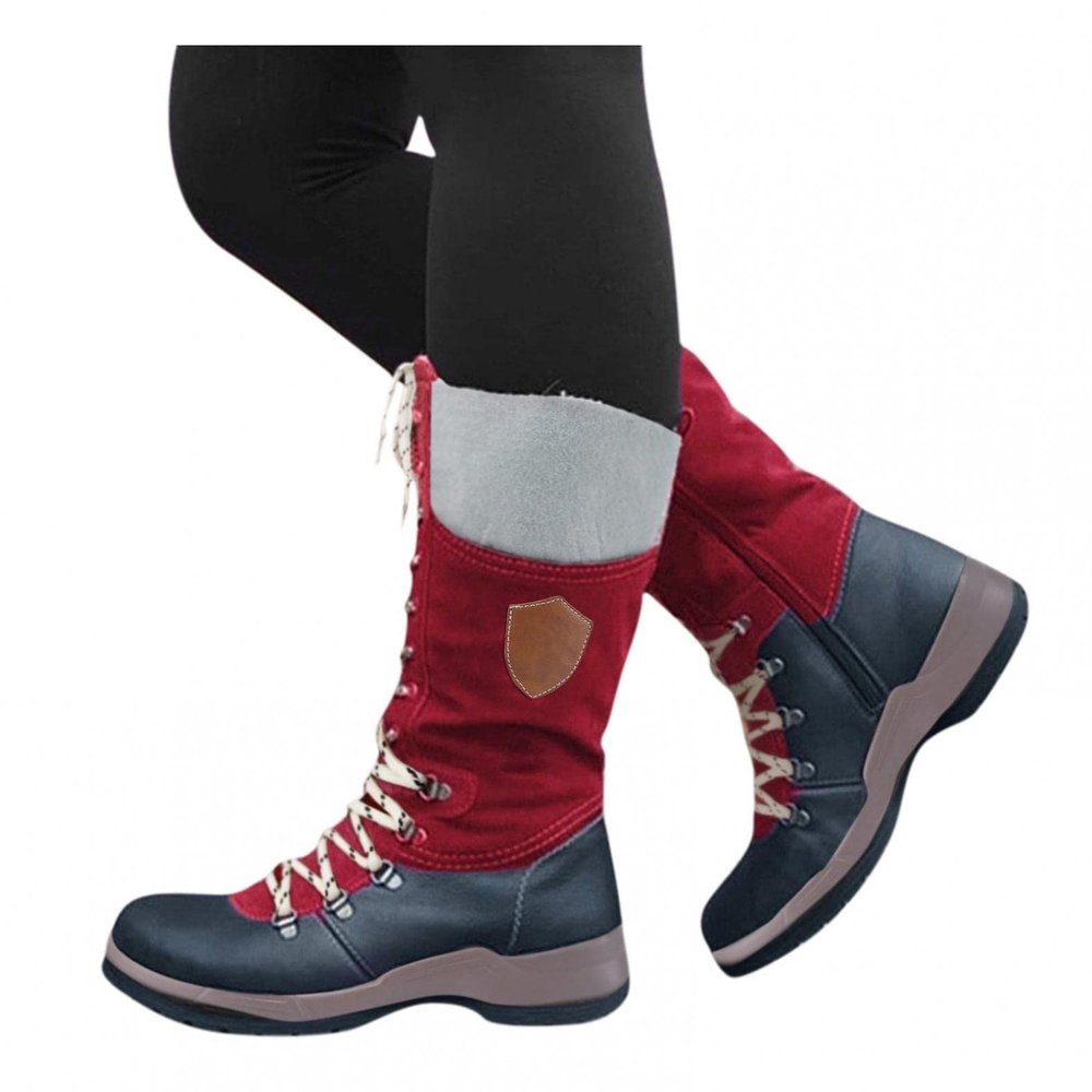 Bcshiye Women's Combat Boots Lace up Ankle Booties Fashion Winter Warm Mid Calf Military Side Zip Round-Toe Shorts Boots